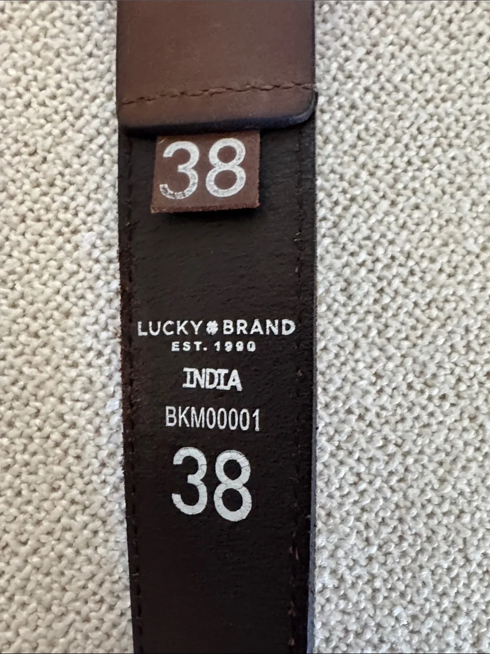 Lucky Brand Brown Canvas Belt with Leather Accents 38.